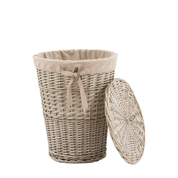 Cedar Round Woven Lined Laundry Basket