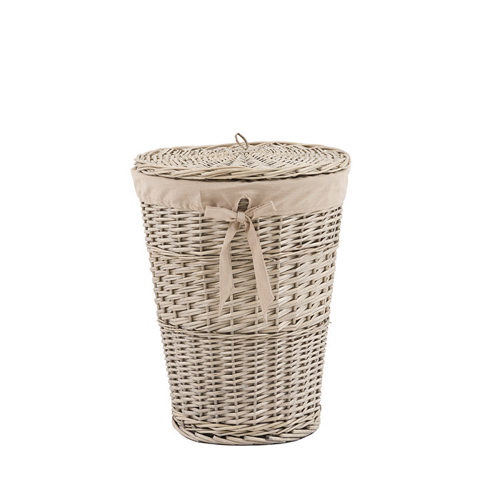 Cedar Round Woven Lined Laundry Basket