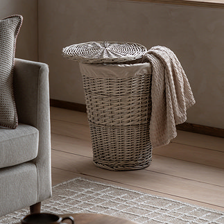 Cedar Round Woven Lined Laundry Basket