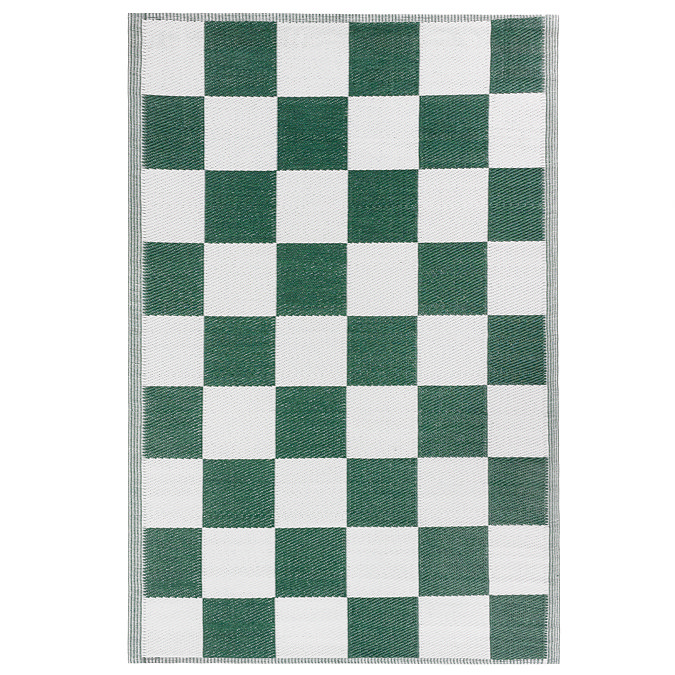 Checkerboard rug in green product image 5