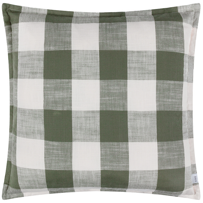 chesil check outdoor cushion in moss product image 1
