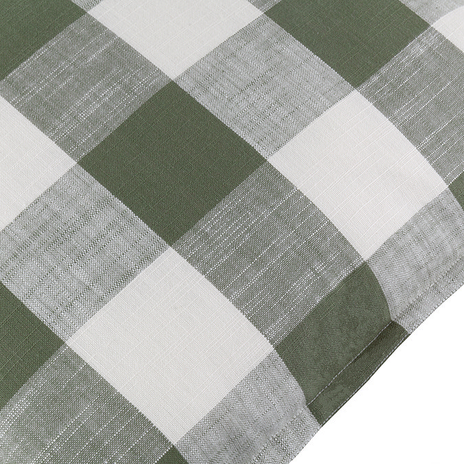 chesil check outdoor cushion in moss close up image 3