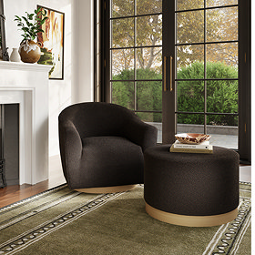Chloe Boucle Pouffe - Black main image