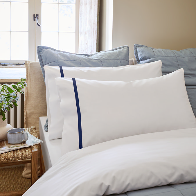 Beaumont duvet cover set with navy border image