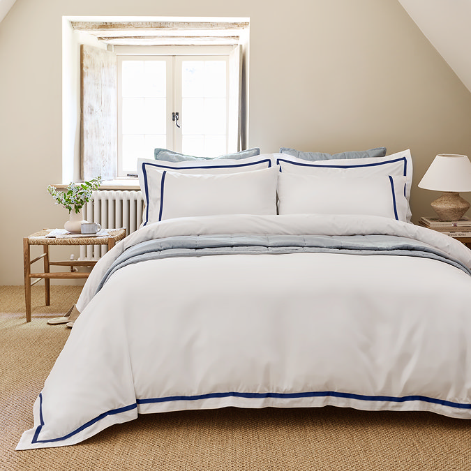 Beaumont duvet cover set with navy border image