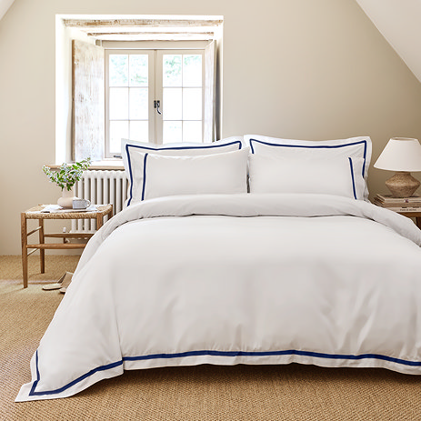 Beaumont duvet cover set with navy border image
