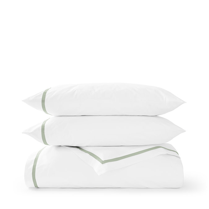 Beaumont duvet cover set with sage green trim