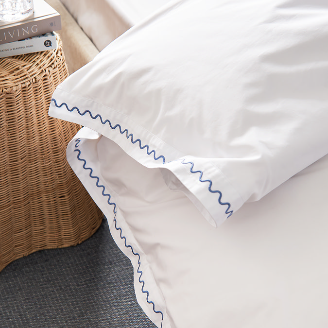 Wave Embroidery China Blue Duvet Cover Set image