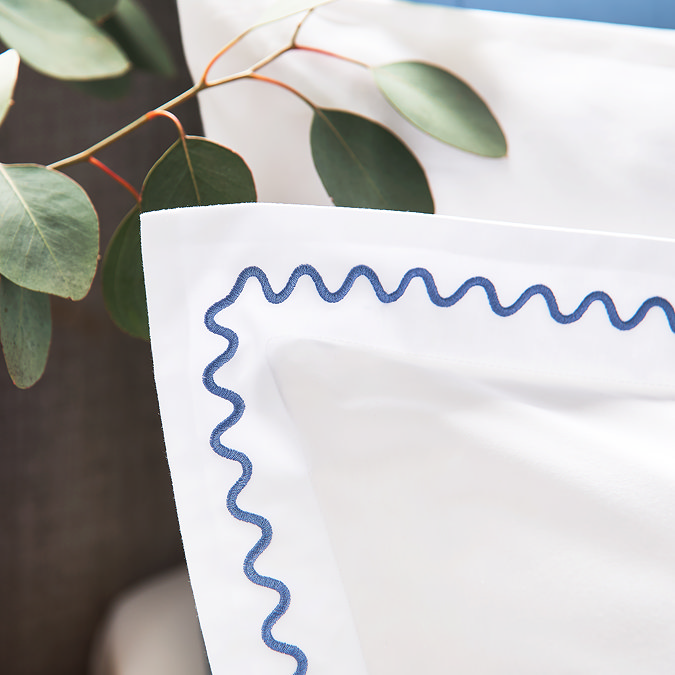 Wave Embroidery China Blue Duvet Cover Set image