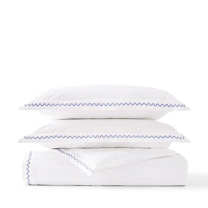 Wave Embroidery China Blue Duvet Cover Set image
