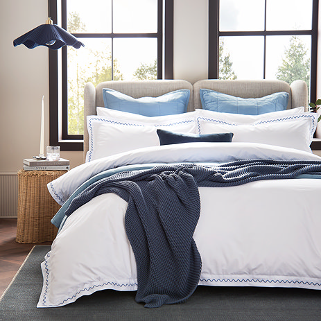 Wave Embroidery China Blue Duvet Cover Set image