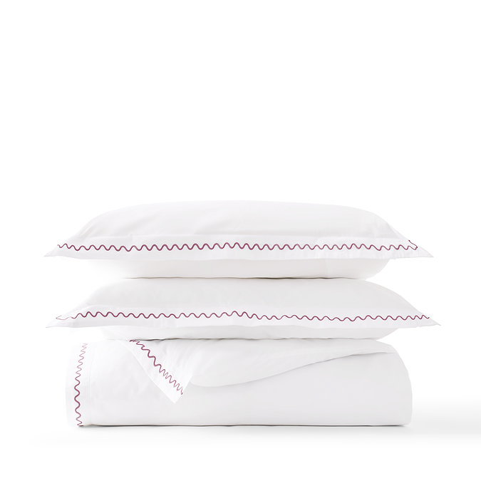 Wave Embroidery Rose Pink Duvet Cover Set image