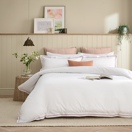 Wave Embroidery Rose Pink Duvet Cover Set image