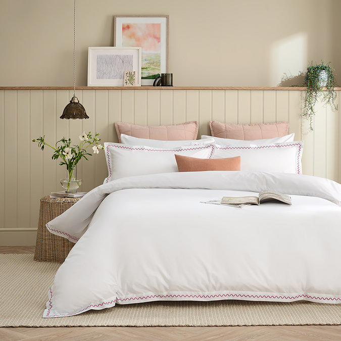 Wave Embroidery Rose Pink Duvet Cover Set image