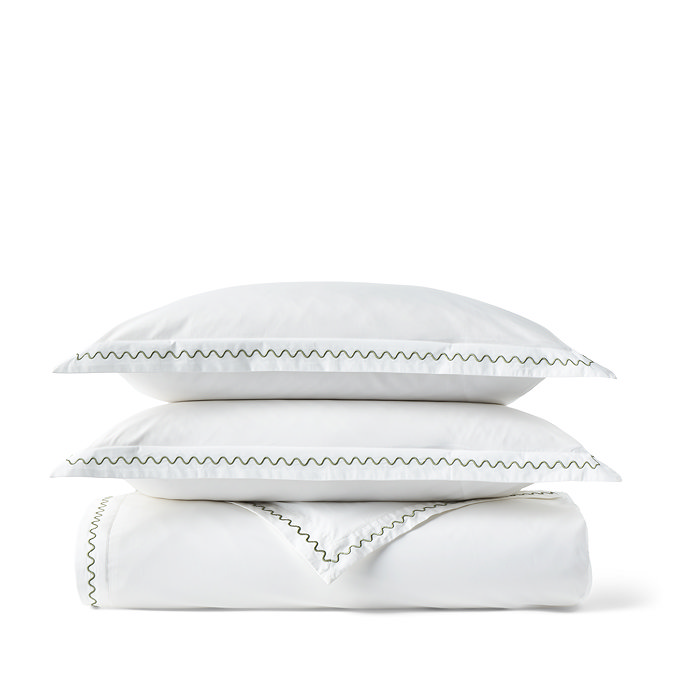 Wave Embroidery Sage Green Duvet Cover Set image