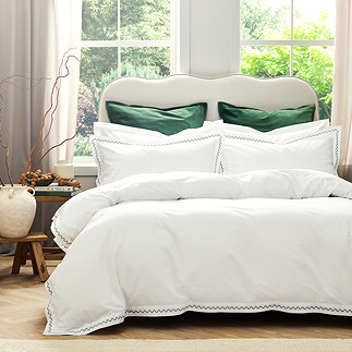 Wave Embroidery Sage Green Duvet Cover Set image