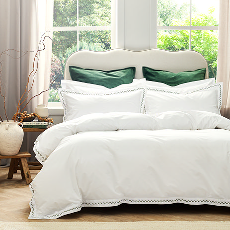 Wave Embroidery Sage Green Duvet Cover Set image