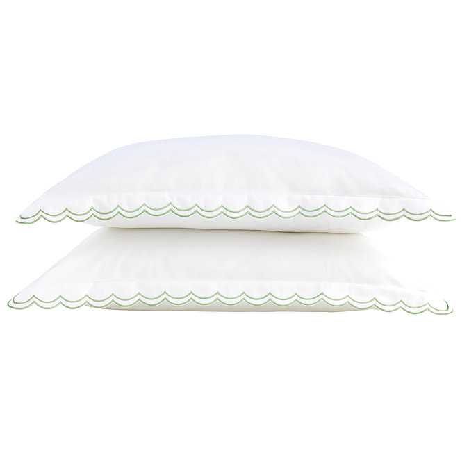 Christy scallop edge duvet cover set in matcha