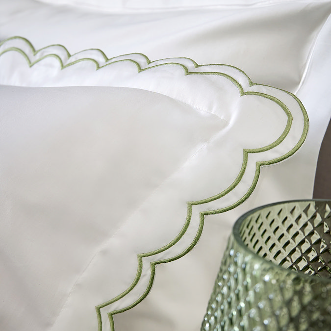 Christy scallop edge duvet cover set in matcha