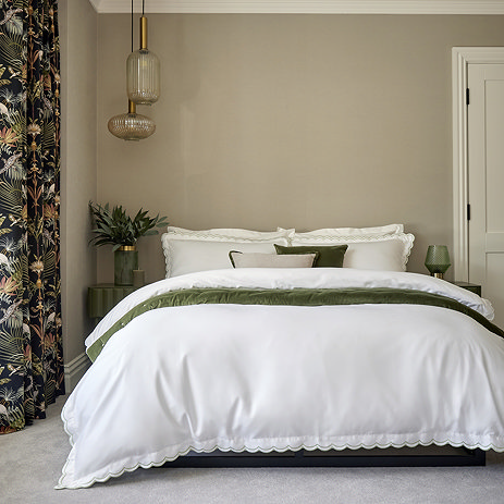 Christy scallop edge duvet cover set in matcha