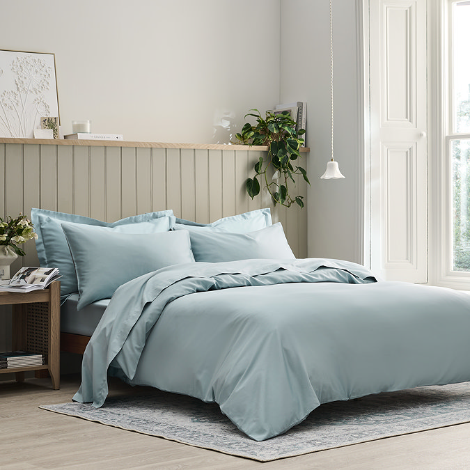 Blue classic sateen duvet cover set image