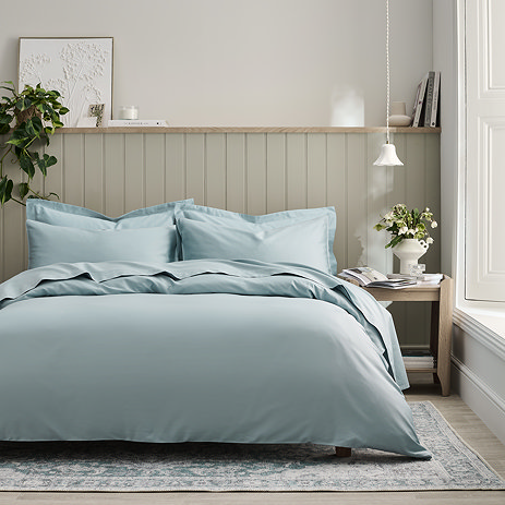 Blue classic sateen duvet cover set image