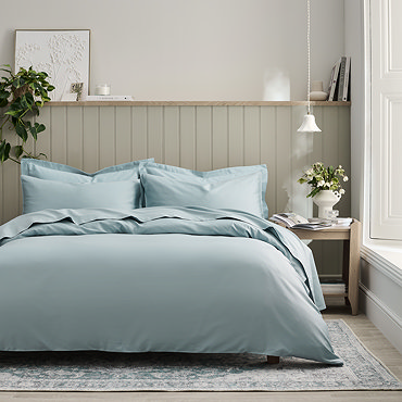 Blue classic sateen duvet cover set image