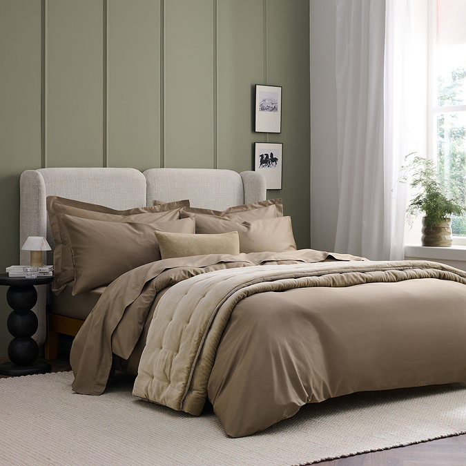 Mushroom cotton sateen duvet cover set image
