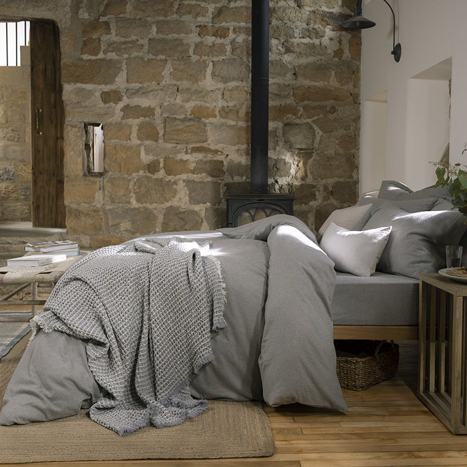 Christy Flannel Marl Silver duvet cover set image