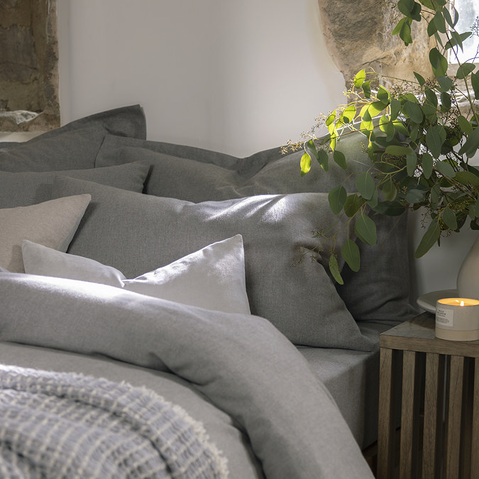 Christy Flannel Marl Silver duvet cover set image