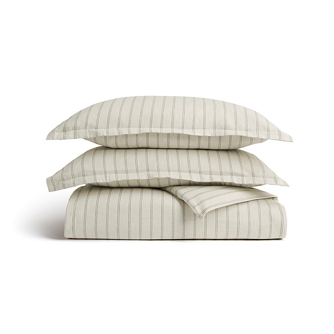 Christy flannel stripe oat duvet cover set image