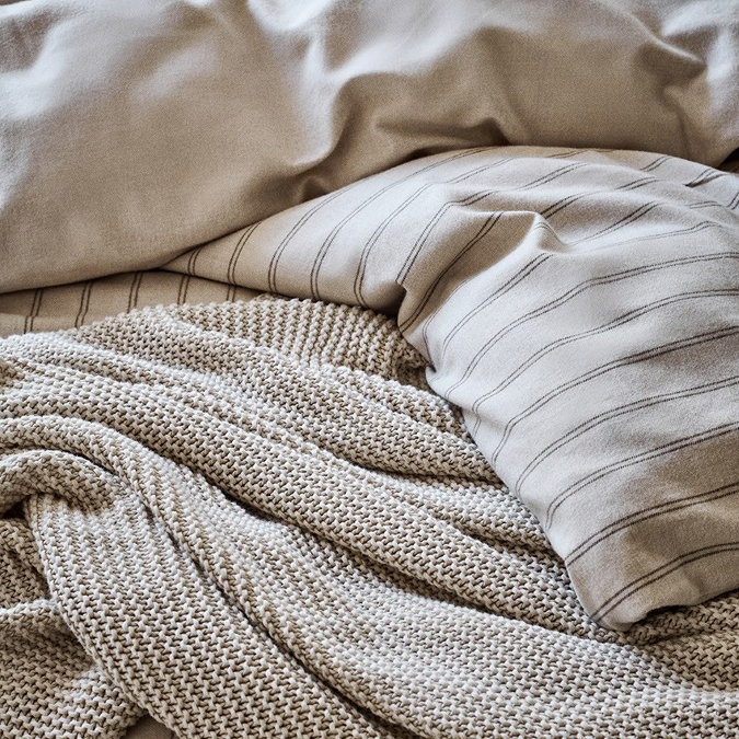 Christy flannel stripe oat duvet cover set image