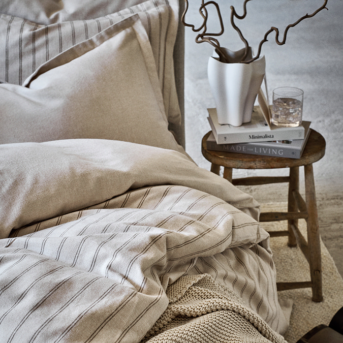 Christy flannel stripe oat duvet cover set image