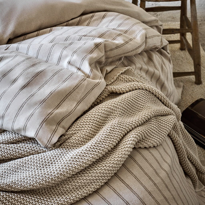 Christy flannel stripe oat duvet cover set image
