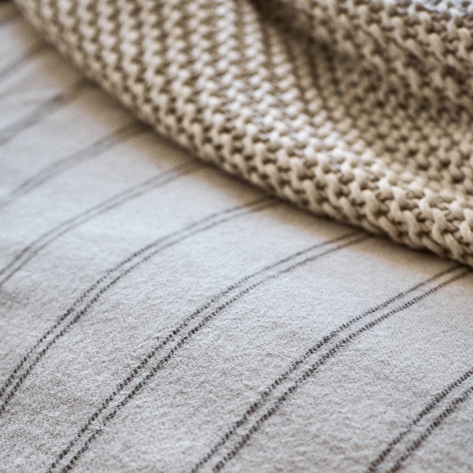 Christy flannel stripe oat duvet cover set image