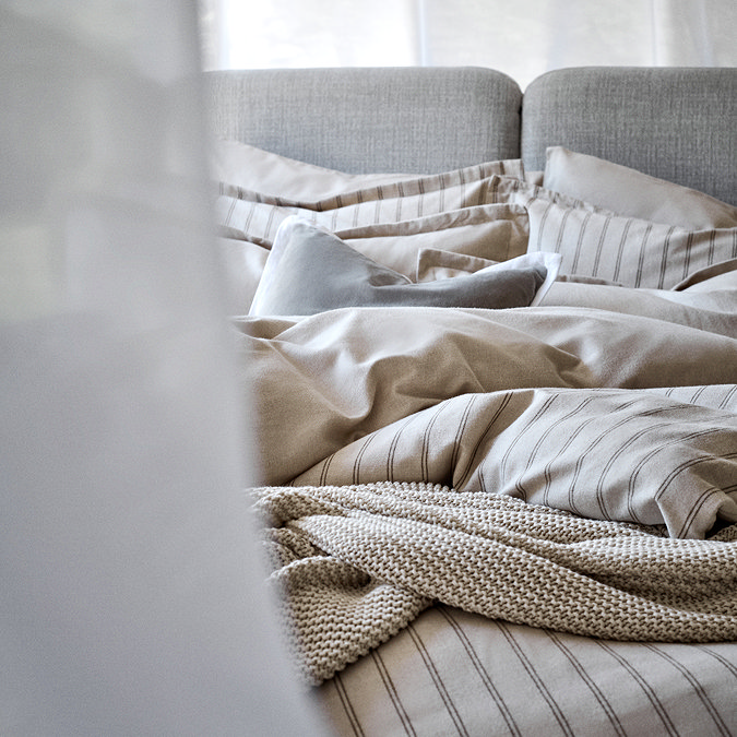 Christy flannel stripe oat duvet cover set image