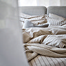 Christy flannel stripe oat duvet cover set image