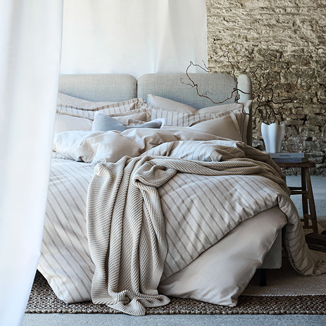 Christy flannel stripe oat duvet cover set image