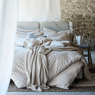 Christy flannel stripe oat duvet cover set image