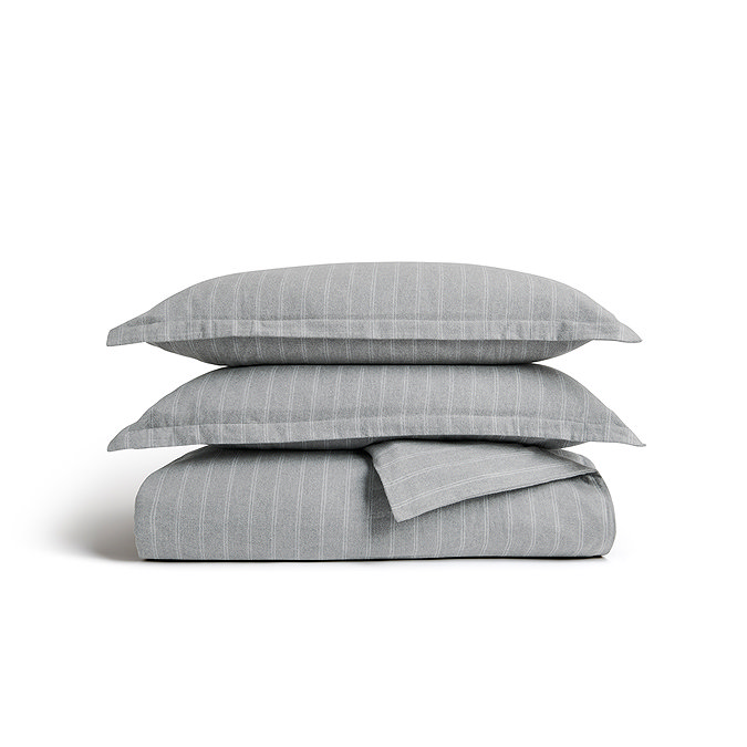 Christy Flannel Stripe Silver duvet cover set image