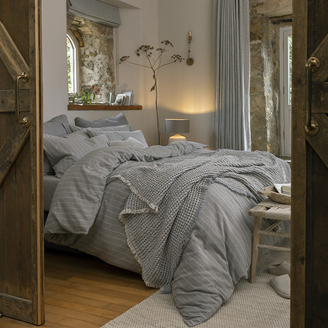 Christy Flannel Stripe Silver duvet cover set image