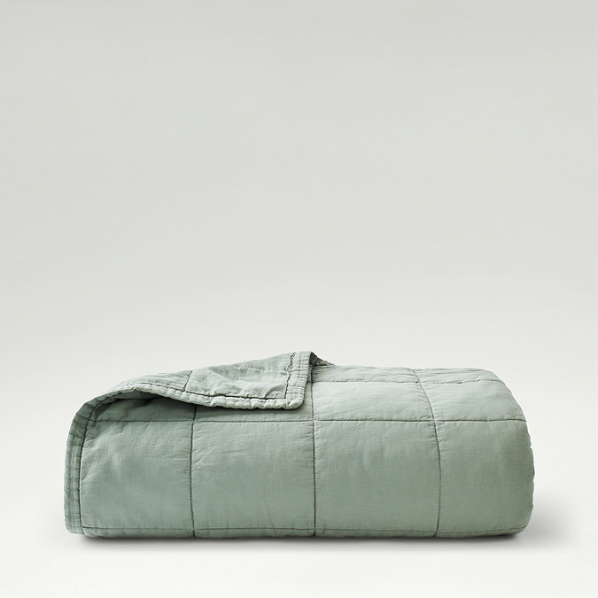 Christy laundered cotton bedspread sage