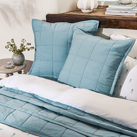 Laundered Cotton Sham chalk blue