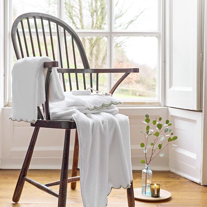 Christy scallop edge towels in matcha image