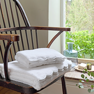 scallop edge towel in white image