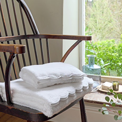 scallop edge towel in white image