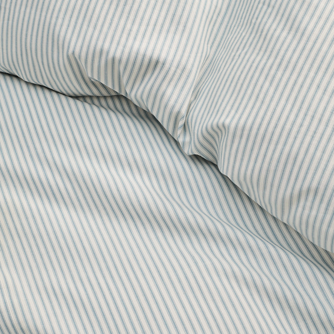 Christy blue ticking stripe bedding image