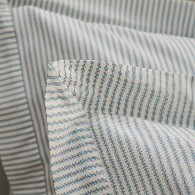 Christy blue ticking stripe bedding image