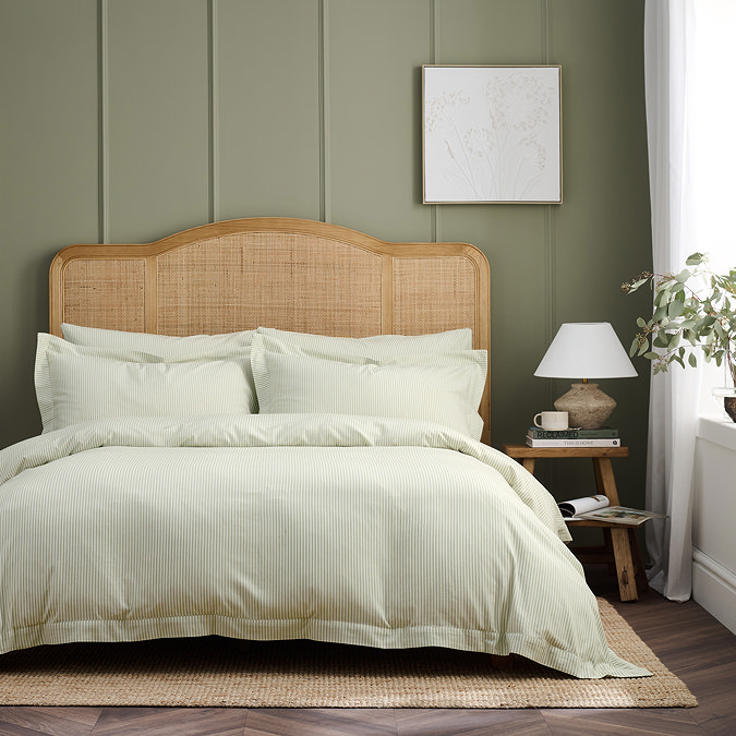 Christy ticking stripe green duvet cover set image