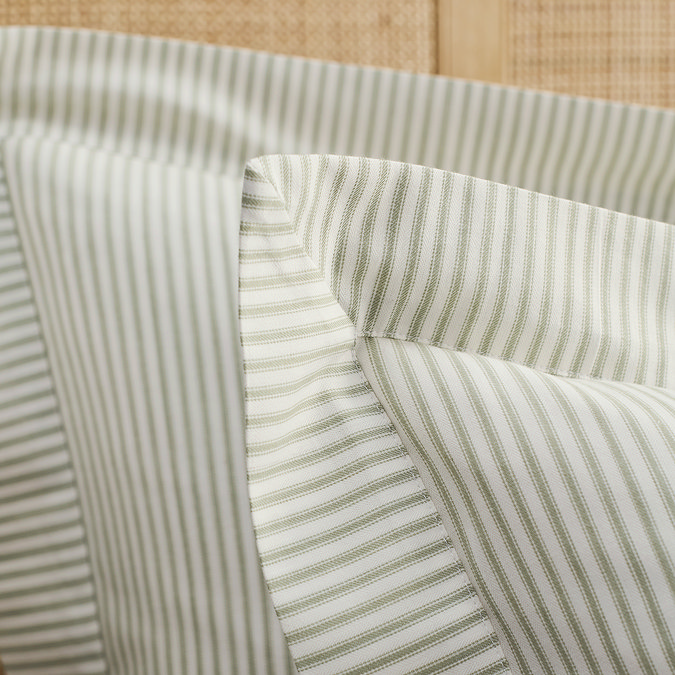 Christy ticking stripe green duvet cover set image